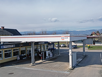 Drohnenaufnahme der neuen Tankstelle in Groß St. Florian